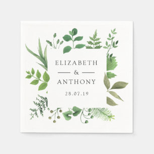 Watercolor Forest Greenery Wedding Napkin