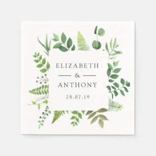 Watercolor Forest Greenery Wedding Napkin