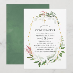 Watercolor Forest Herbarium Geometric Confirmation Invitation