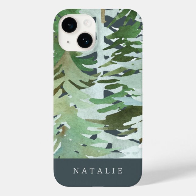 Watercolor forest hiver coque iphone personnalisé (Verso)