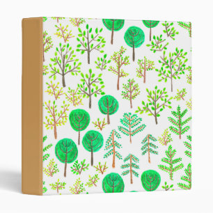 Watercolor forest in doodle style binder
