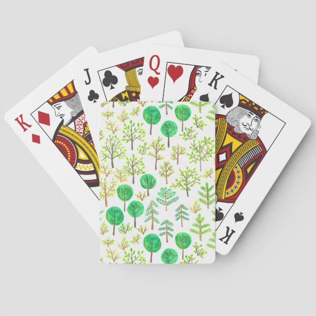 Watercolor forest in doodle style playing cards (Back)