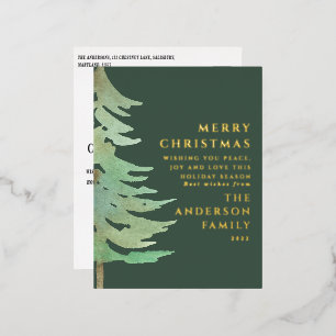 Watercolor forest Merry Christmas Holiday