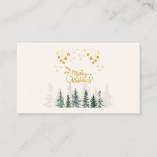 Watercolor forest Merry Christmas Holiday Business Card