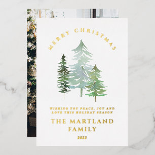 Watercolor forest Merry Christmas Holiday photo