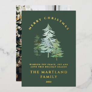 Watercolor forest Merry Christmas Holiday photo