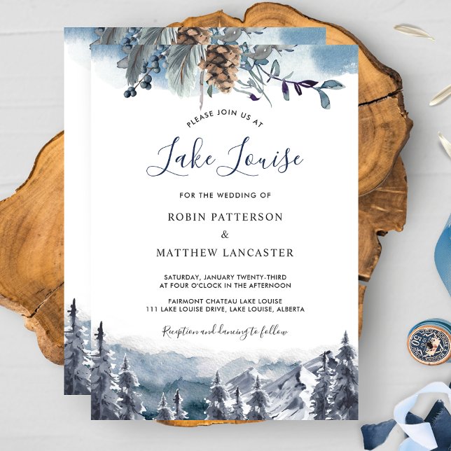 Watercolor Forest, Mountain Destination, Wedding Invitation (Creator Uploaded)