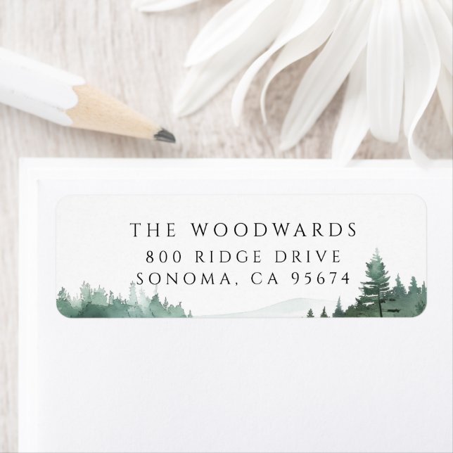 Watercolor Forest Mountain Lake  (En situation)