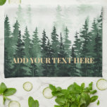Watercolor Forest Painting Personalized Kitchen Towel<br><div class="desc">Elegant watercolor green forest painting personalized kitchen towel.</div>