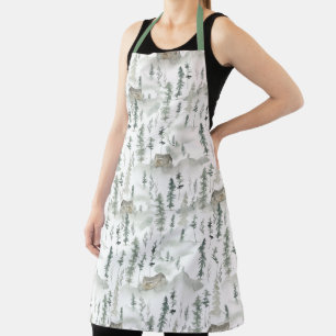 Watercolor Forest Pattern Apron
