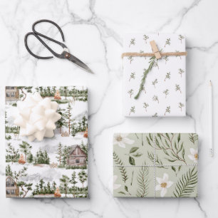 Watercolor Forest Pattern Wrapping Paper Sheet
