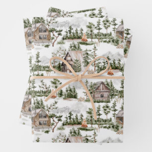 Watercolor Forest Pattern Wrapping Paper Sheet