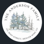 Watercolor forest pine trees return address label<br><div class="desc">Return address label featuring a gorgeous watercolor forest of pine trees.</div>