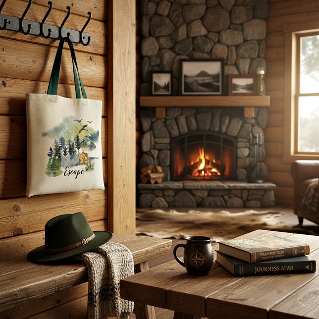 Watercolor forest scene customizable tote bag (Creator Uploaded)