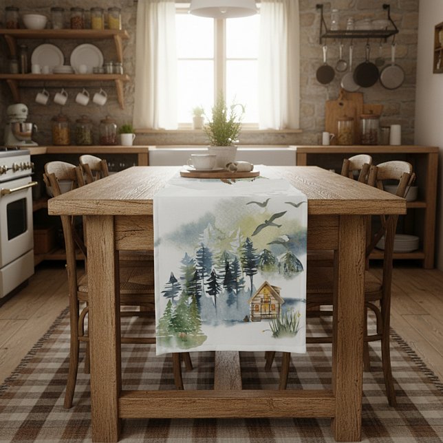 Watercolor forest scene  short table runner (Creator Uploaded)
