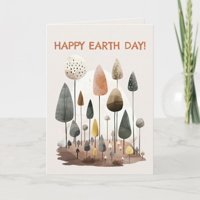 Watercolor Forest Scenery Happy Earth Day Holiday Card (Front)