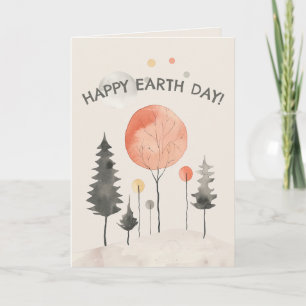 Watercolor Forest Scenery Happy Earth Day Holiday Card