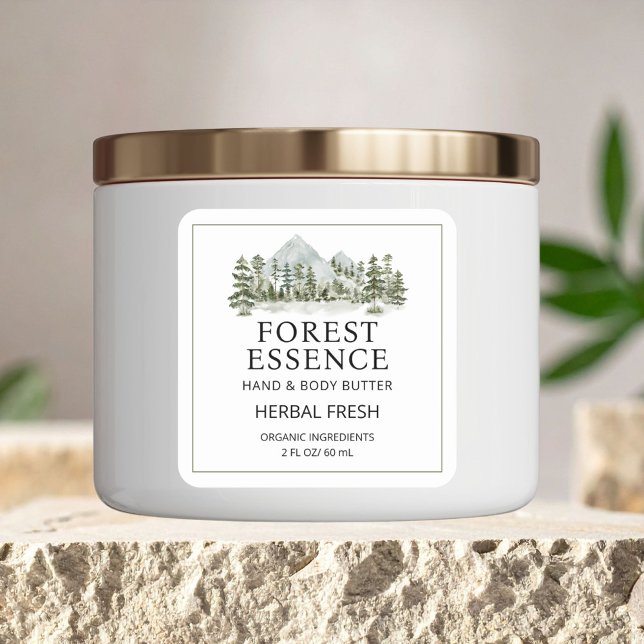 Watercolor Forest Skincare Business Product Label (In situ)