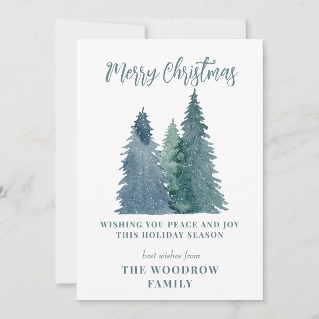 Watercolor Forest Snow Merry Christmas Holiday (Front)