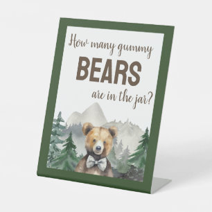 Watercolor Forest, Teddy Bear, Baby Shower Game Pedestal Sign
