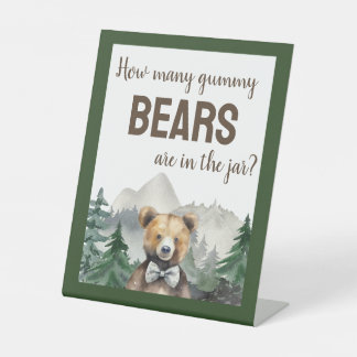 Watercolor Forest, Teddy Bear, Baby Shower Game Pedestal Sign