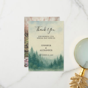 Watercolor forest Thank You photo wedding card