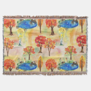 Watercolor forest throw blanket