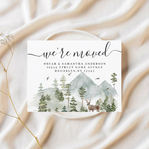 Watercolor Forest   Trees And Deer  Announcement Postcard