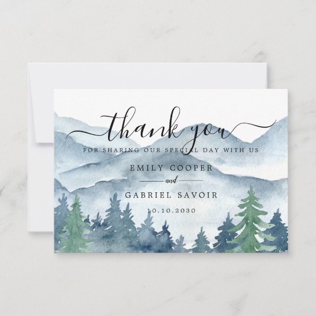 Watercolor Forest Wedding Thank You (Front)