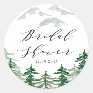 Watercolor Forest Woodland Bridal Shower Classic Round Sticker