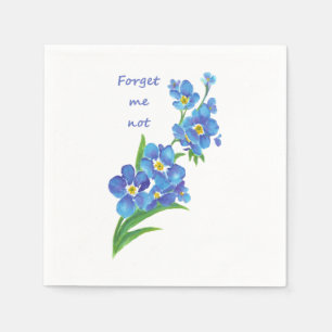 Watercolor "Forget me not" Pretty Blue Flower art Napkin
