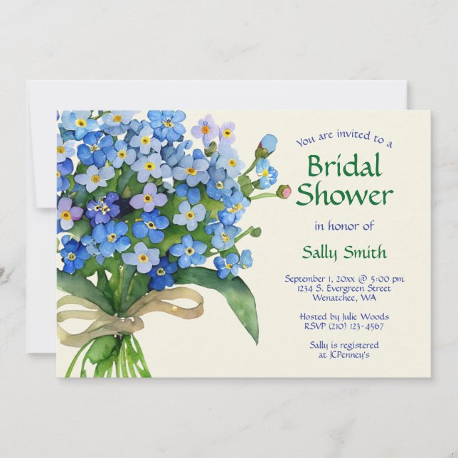 Watercolor Forget-me-nots Bridal Shower  Invitation (Front)