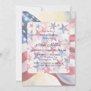 Watercolor Fourth Of July Bridal Shower Invitation