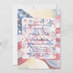 Watercolor Fourth Of July Bridesmaids Luncheon Invitation
