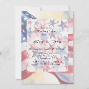 Watercolor Fourth Of July Wedding Shower Invitation