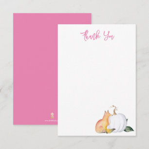 Watercolor Fox and Pumpkin Thank You Card