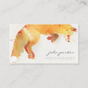 Watercolor fox business card