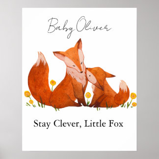 Watercolor Fox Family Nursery Poster Instant Downl