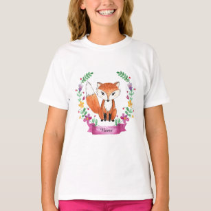 Watercolor Fox Floral Girl T-Shirt