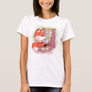 Watercolor Fox having Tea and Biscuits T-Shirt