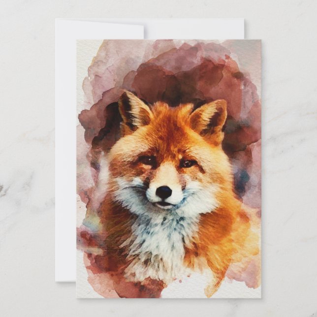 watercolor fox holiday card (Front)