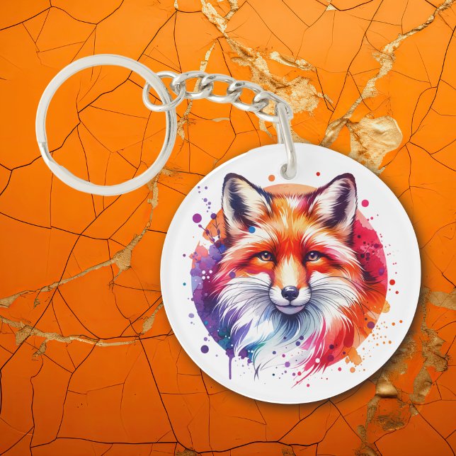 Watercolor Fox Illustration Keychain (Creator Uploaded)