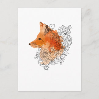 Watercolor Fox in flowers Postcard