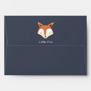 Watercolor Fox Navy Orange Stripes Envelope
