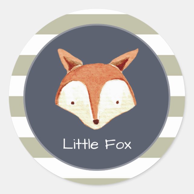 Watercolor Fox Navy Orange Woodland Sticker (Front)