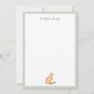 Watercolor Fox Personalized Stationery Card