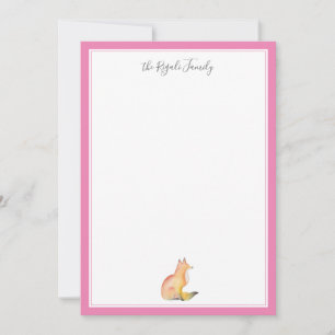 Watercolor Fox Personalized Stationery Card