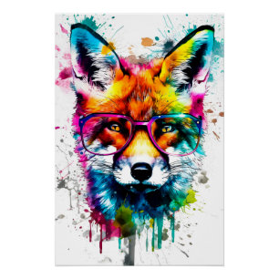 Watercolor Fox Poster