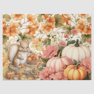 Watercolor Fox Pumpkins & Fall Foliage Decoupage Tissue Paper