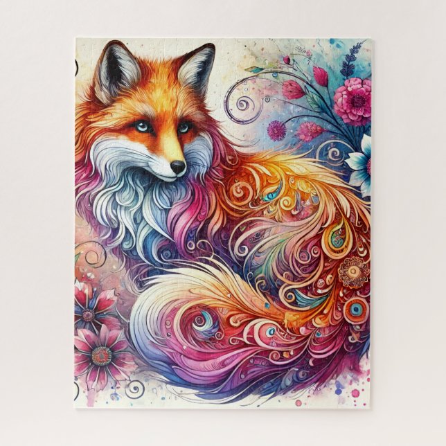 Watercolor Fox Puzzle (Vertical)
